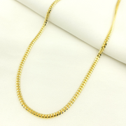 14K Solid Yellow Gold Flat Curb Link Necklace